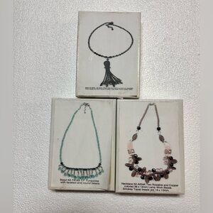 DIY bundle Elegant Beaded Necklace Set - Turquoise and Smoky Topaz